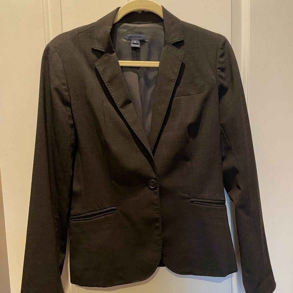 J.Crew Sz. 8 Charcoal Grey Lightweight Wool 1-Button Blazer